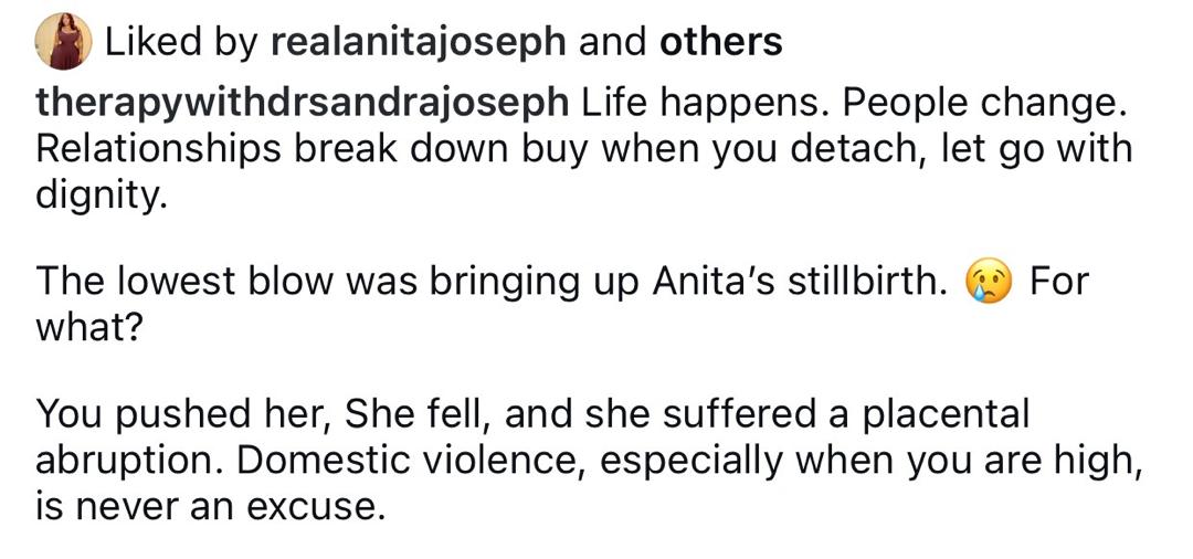 Actress Anita Joseph's sister, Sandra, slams MC Fish for accusing Anita of causing the de@th of their unborn child